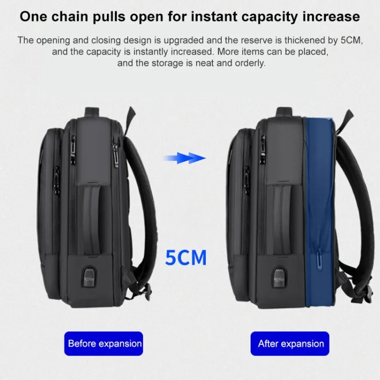 P990 15.6 inch Large Capacity Multifunctional Backpack with External USB Charging Port(Grey)