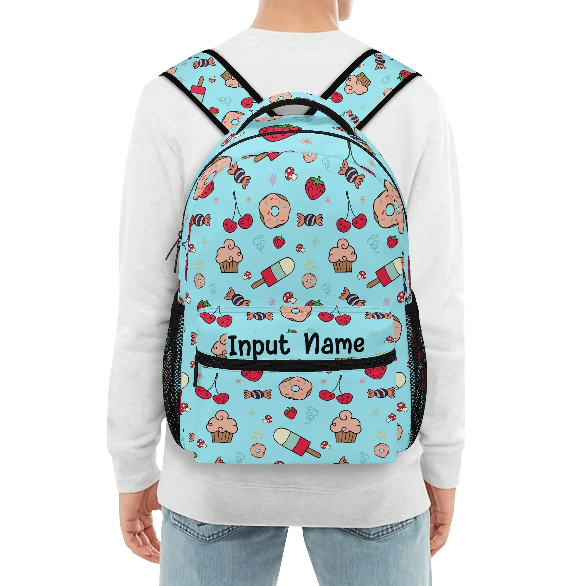 Personalized Back to School Essentials: Stylish & Practical Backpacks for Kids and Tweens. Blue Whimsical Donut pattern