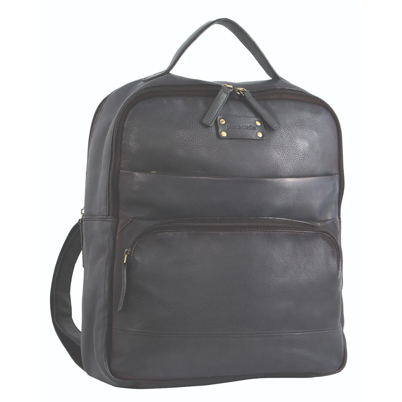 PIERRE CARDIN PC2808 Black RUSTIC LEATHER LARGE BACKPACK