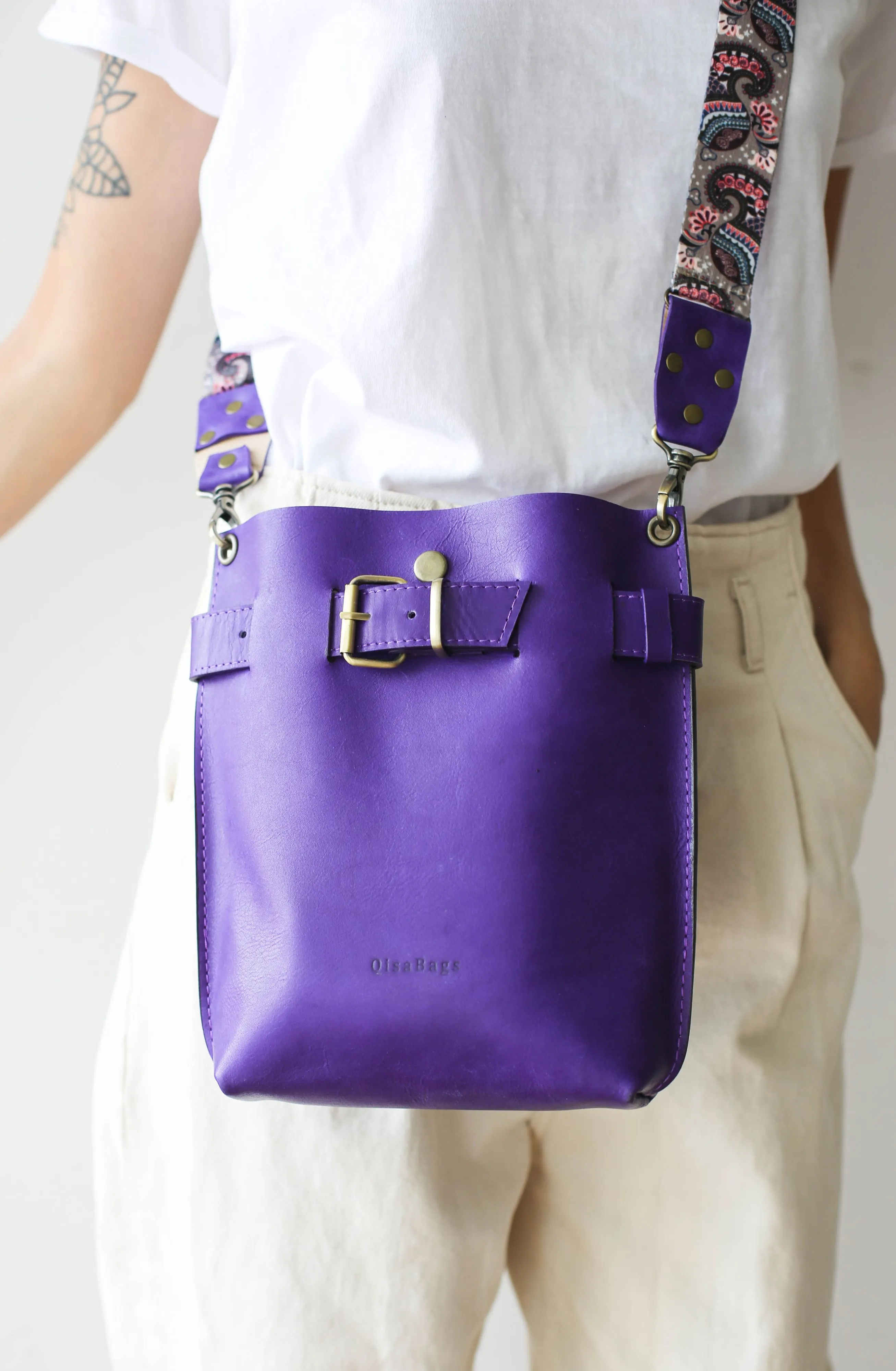 Purple Small Leather Bag