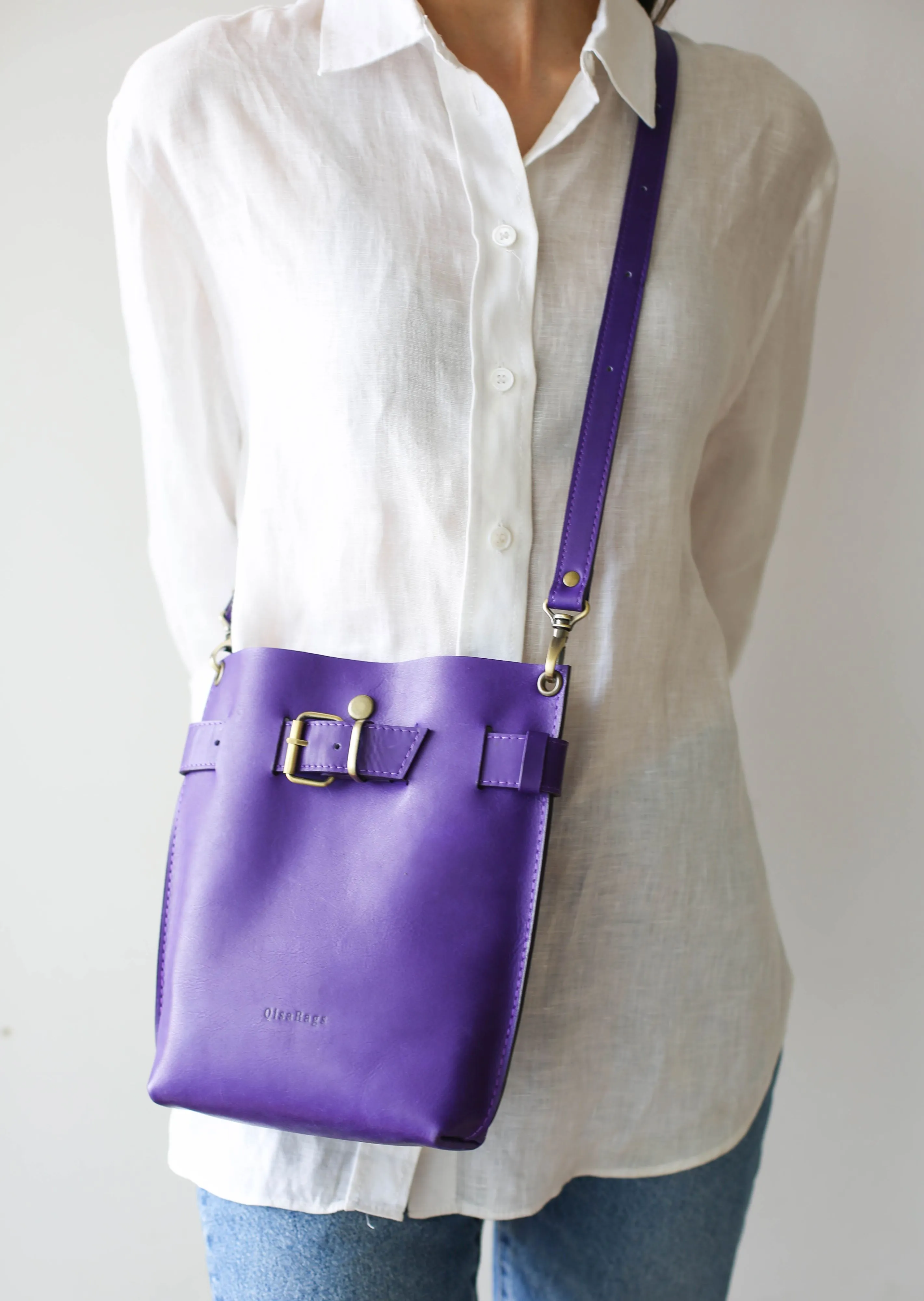 Purple Small Leather Bag