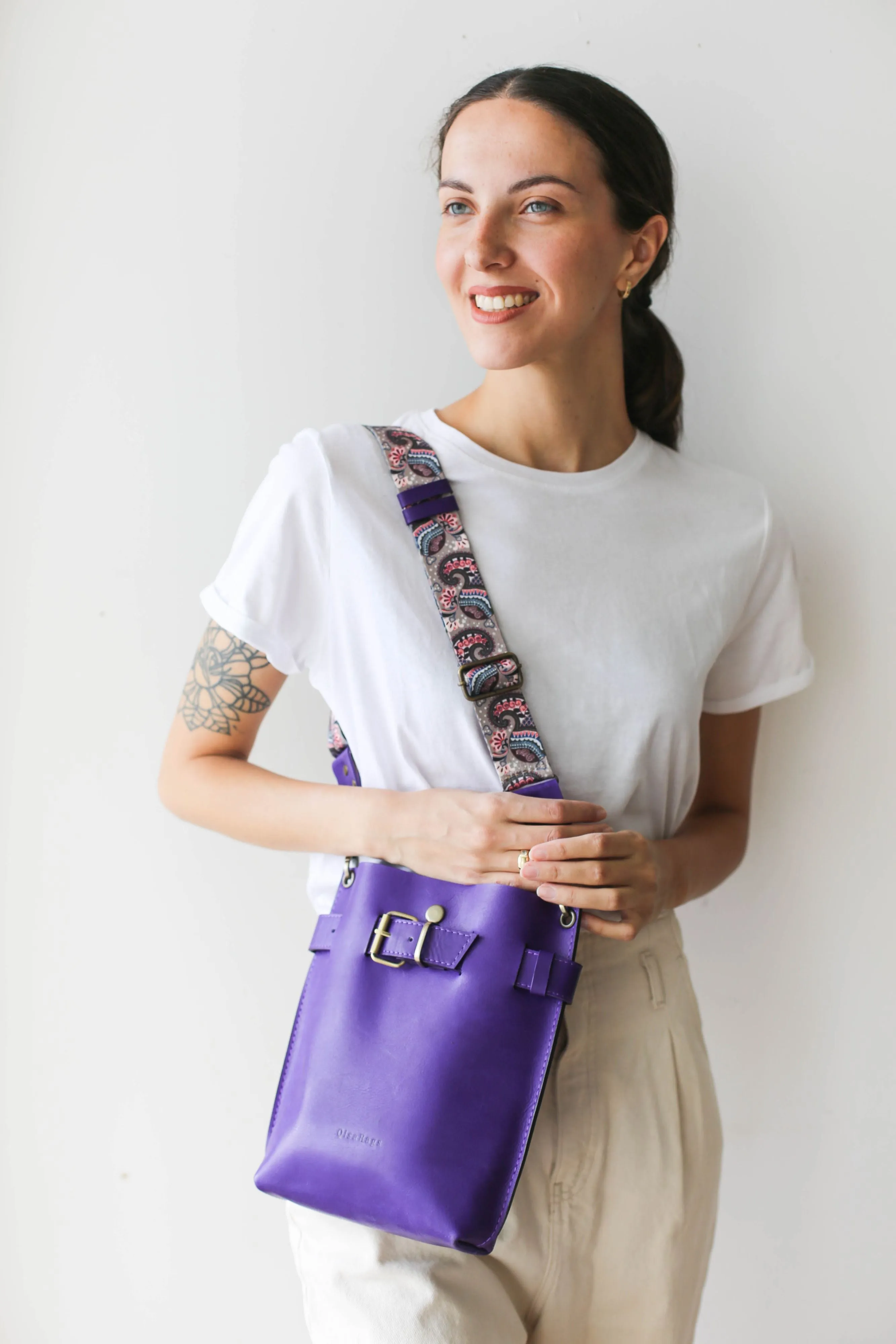 Purple Small Leather Bag