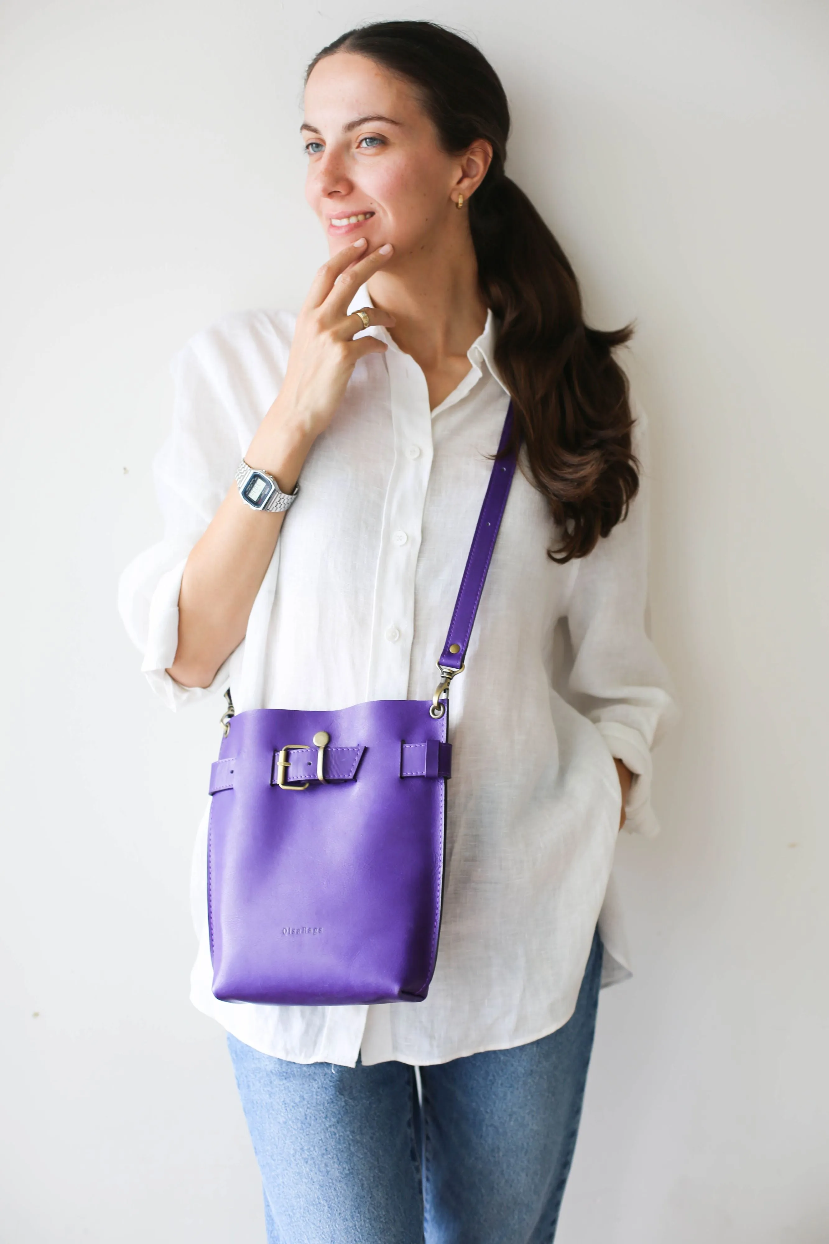 Purple Small Leather Bag