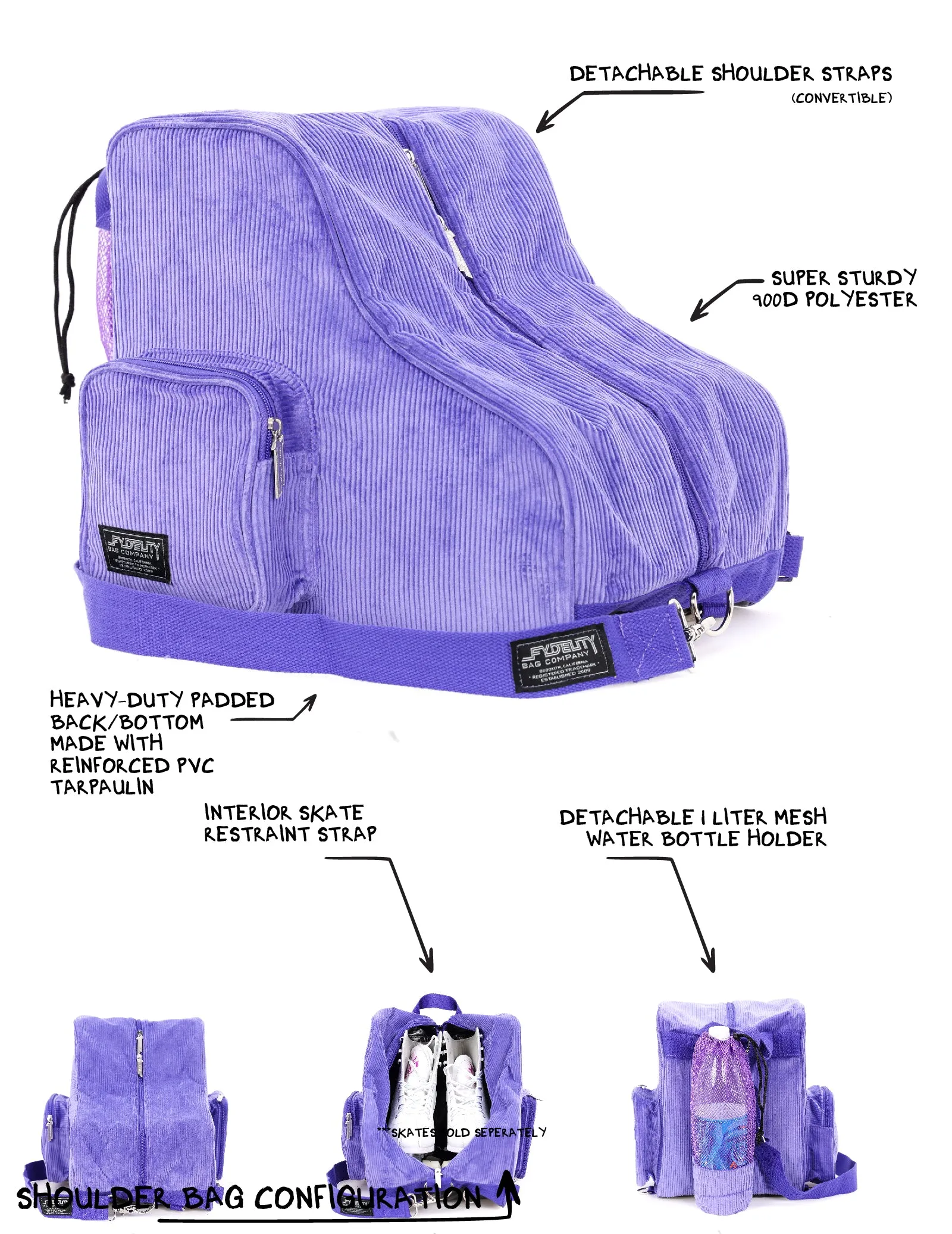 Roller Skate Backpack | Freewheelin' | Corduroy Purple