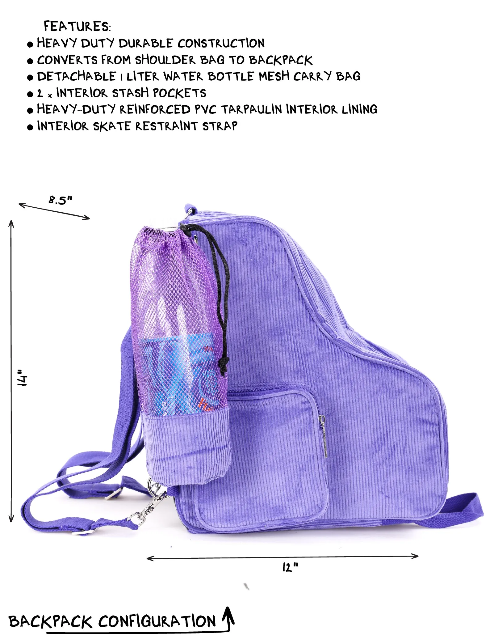 Roller Skate Backpack | Freewheelin' | Corduroy Purple