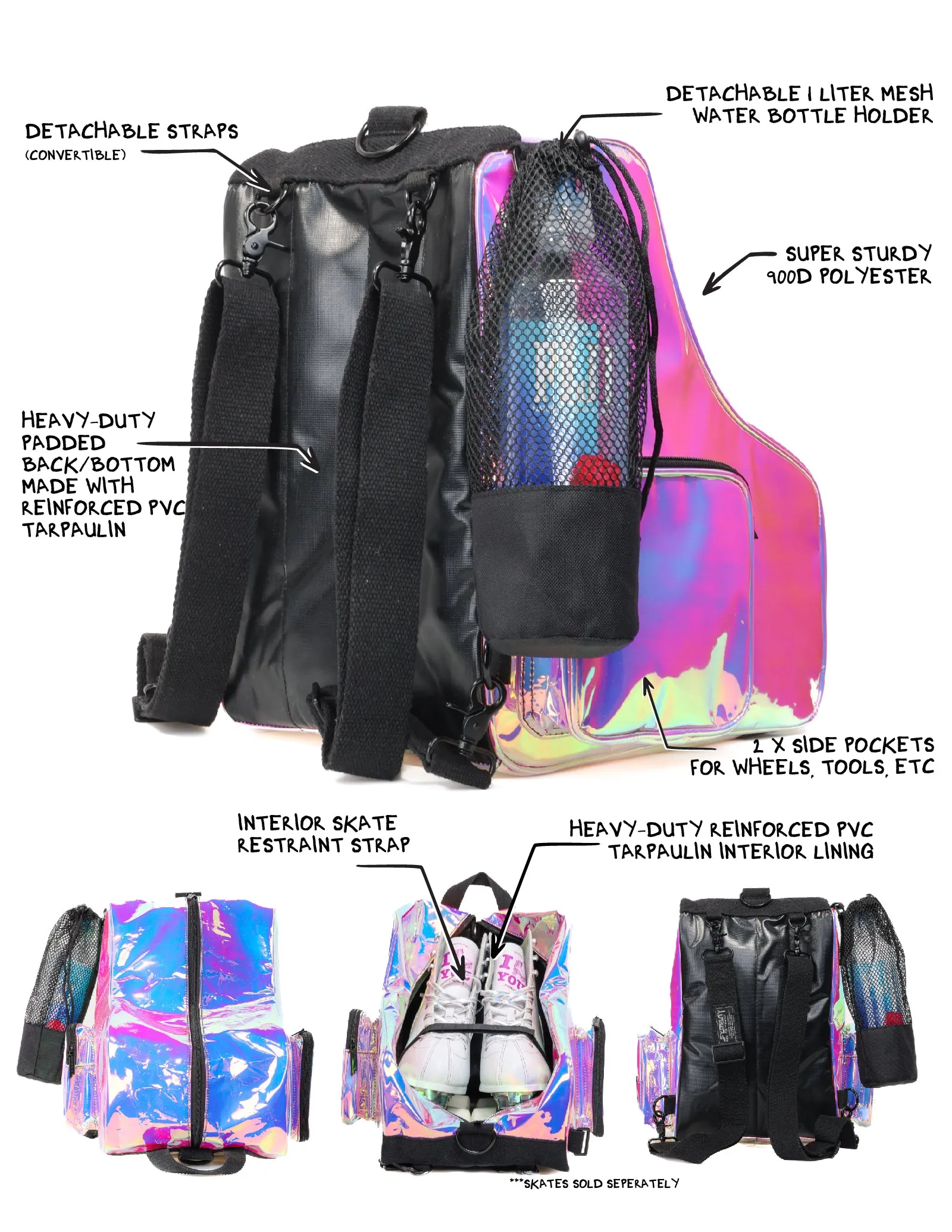 Roller Skate Backpack | Freewheelin' | Mirridescent Pink