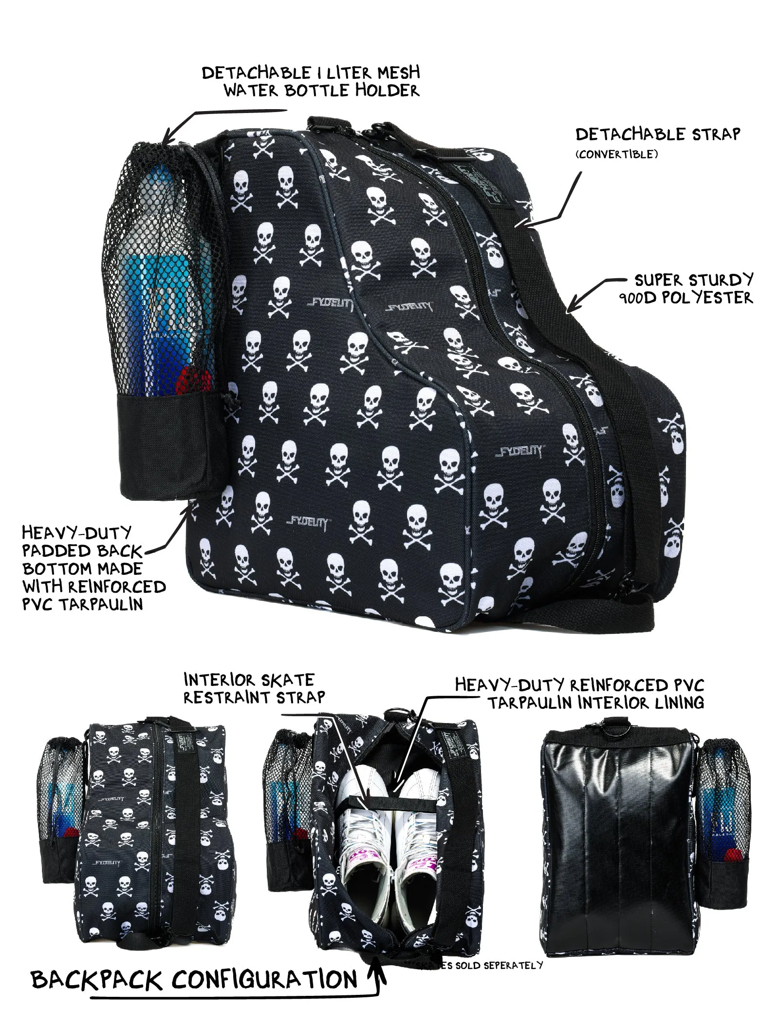 Roller Skate Bag | High Roller | Danger Danger Skull