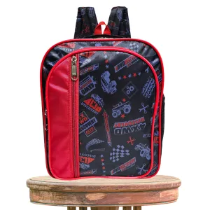 School Bag Backpack for Kids | 4XWD Discovery Design Red Black - Height 12 Inches