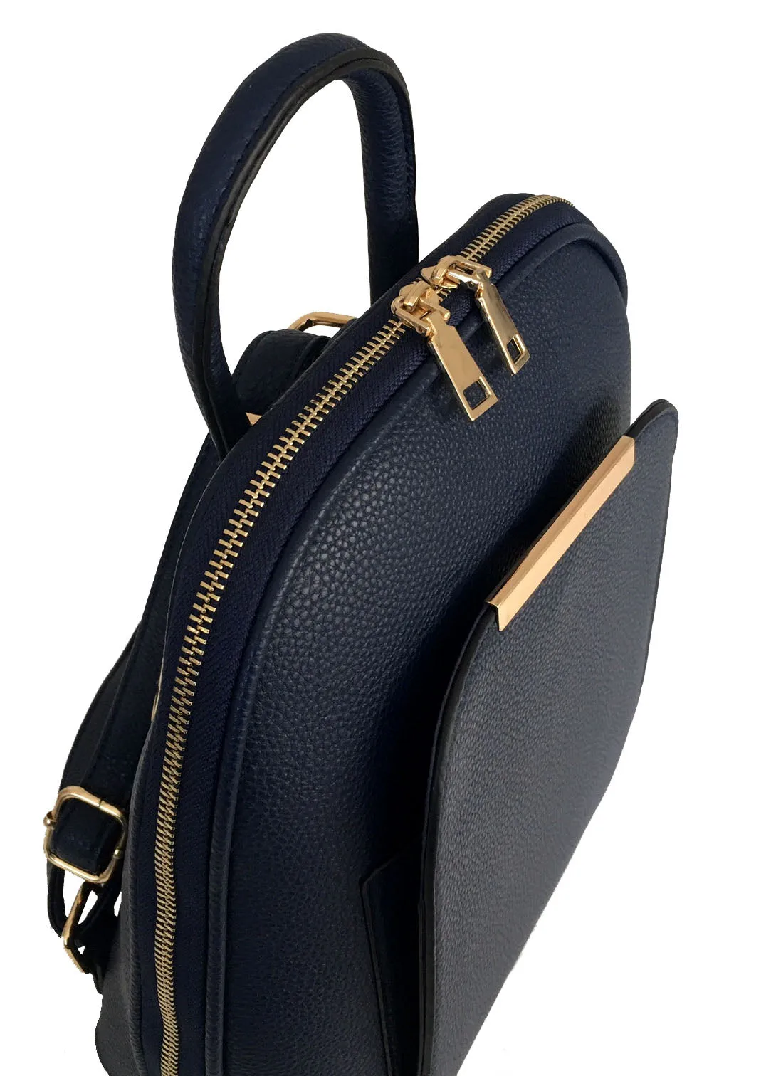 SMALL MULTI COMPARTMENT CROSS BODY BACKPACK WITH TOP HANDLE - NAVY BLUE