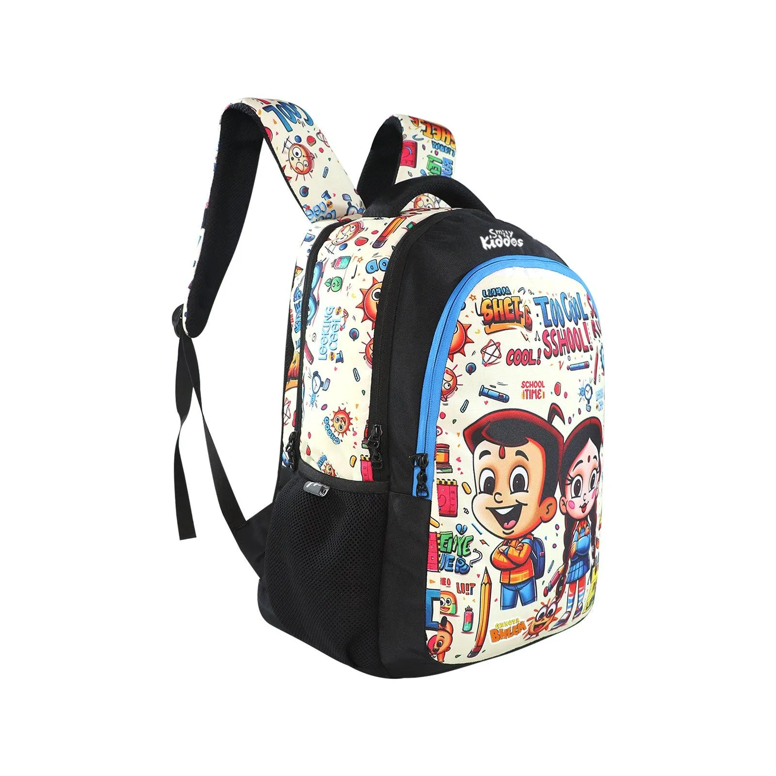 Smily Kiddos - Licensed Chhota Bheem Junior Backpack Too Cool III -Black & T Blue