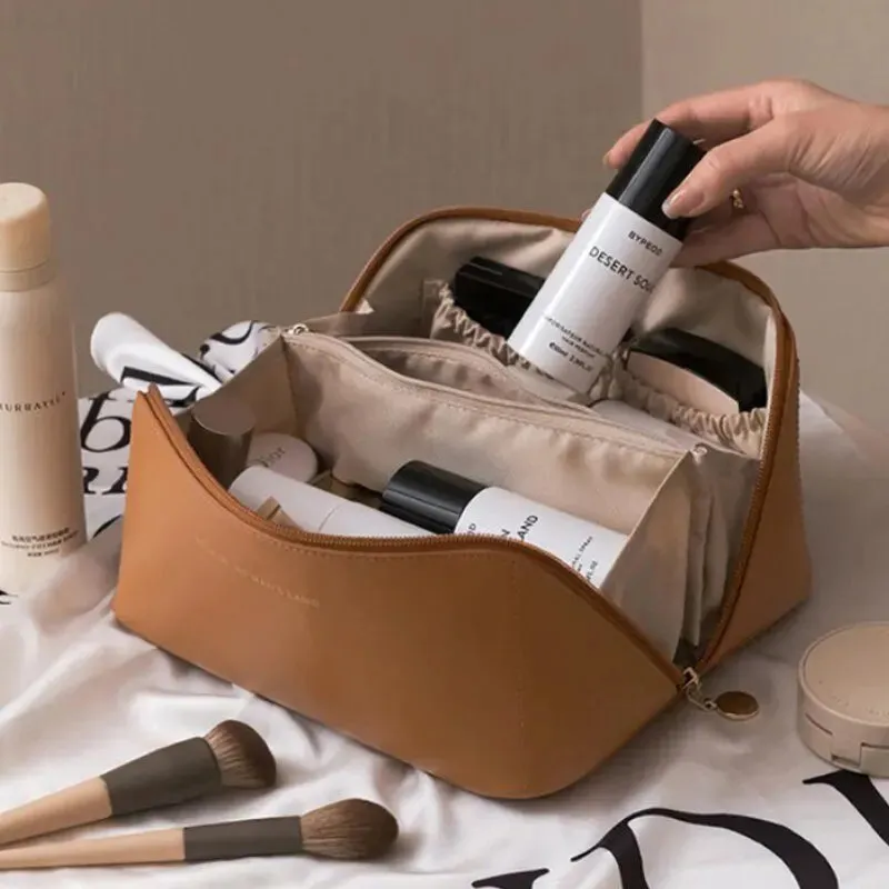 Spacious & Versatile PU Leather Travel Cosmetic Bag