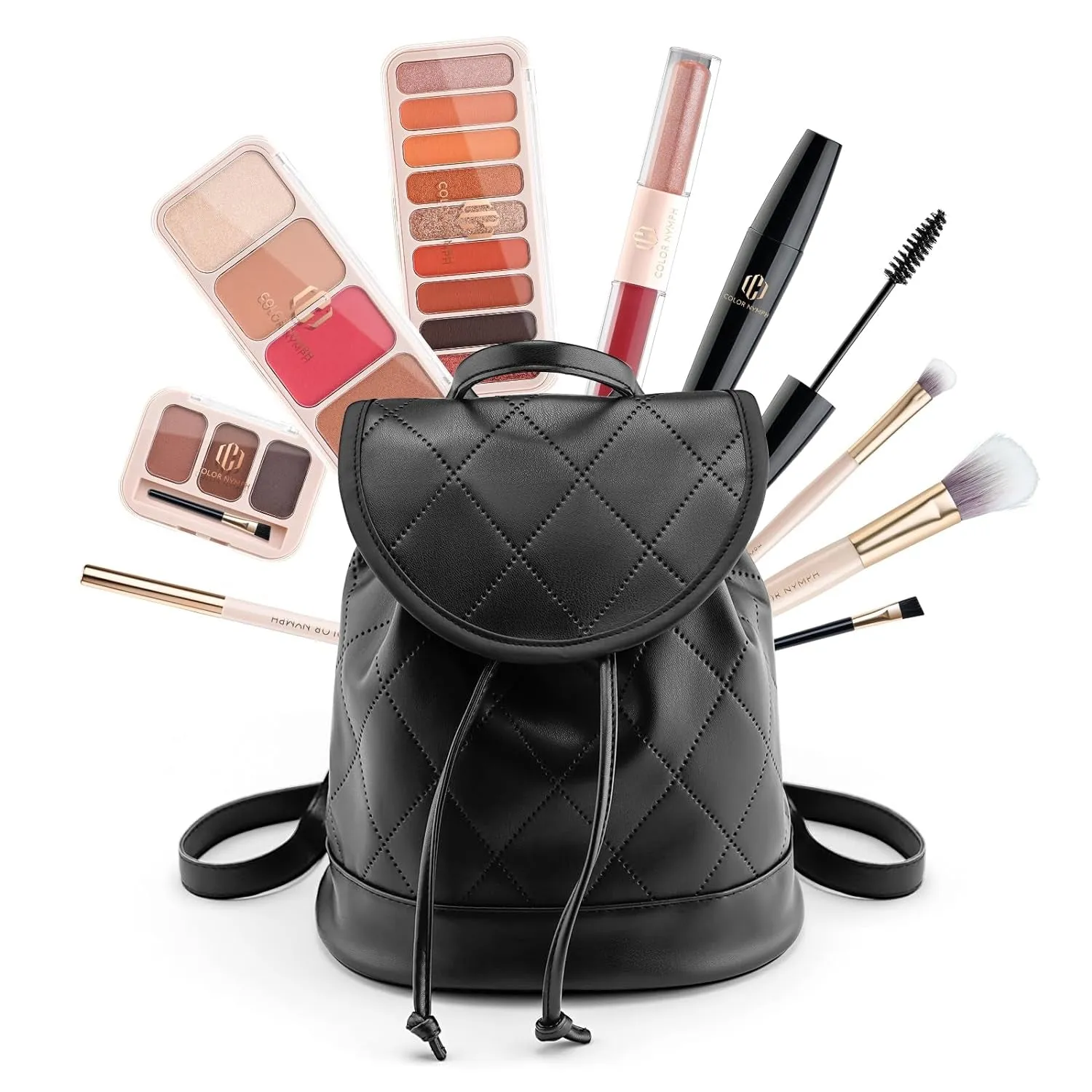 Stylish All-in-One Makeup Travel Set for Women - Backpack, Eyeshadow, Mascara, Lip Gloss & More!