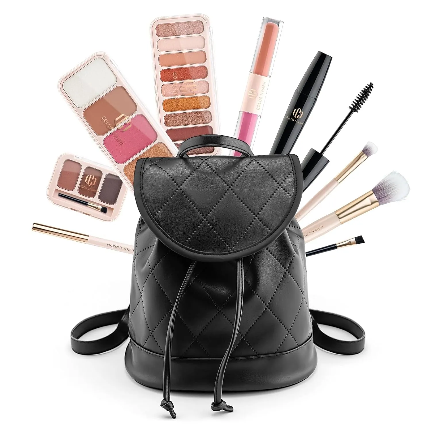 Stylish All-in-One Makeup Travel Set for Women - Backpack, Eyeshadow, Mascara, Lip Gloss & More!