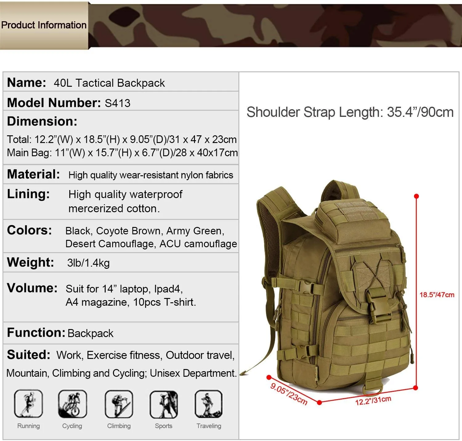 Tactical Military Backpack Gear