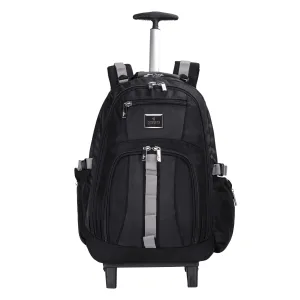 THE CLOWNFISH Transit 51 Litre Water Resistant Polyester Two Wheel Laptop Trolley Backpack (Black- Size 57 Cm)