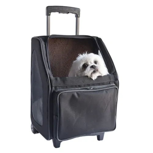 Travel Dog Rio Carrier - On Wheels Puppy Bag Black