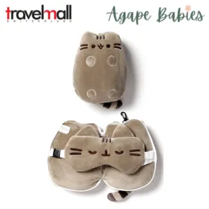 Travelmall 3D Pusheen Cat Shaped Travel Pillow & with Eye Mask Set