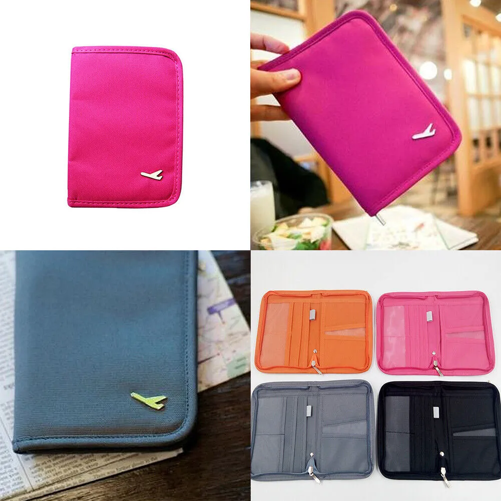 US 2-4 Pcs Travel Bag Document Organiser Zipped Passport Tickets ID Holder Purse