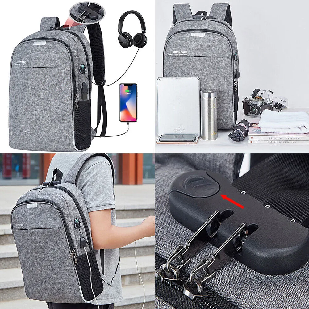 US Waterproof Anti Theft College Backpack Laptop Backpack With USB Charging Port