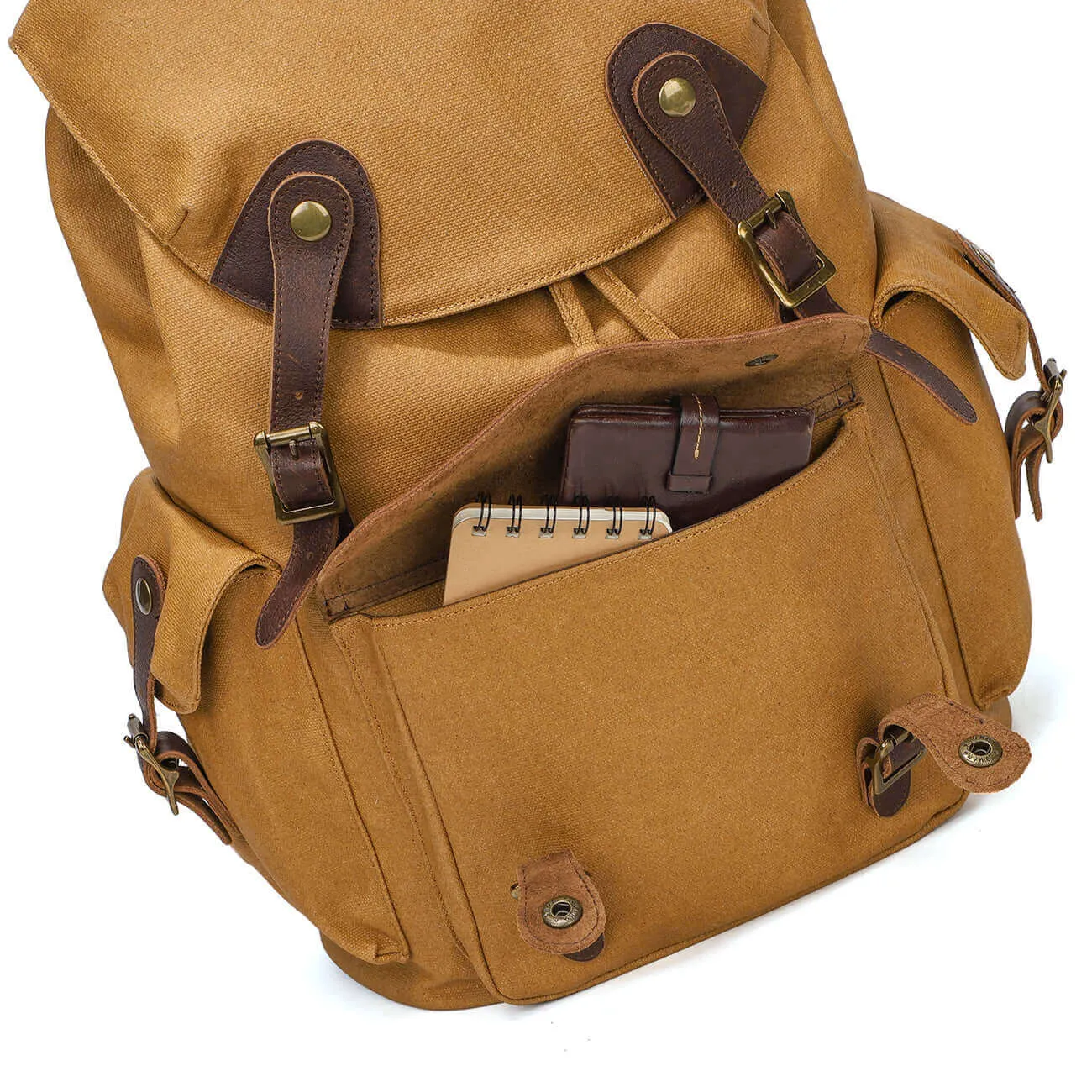 Vintage Motorcycle Style Canvas Backpack - Fits 16" Laptops 26L