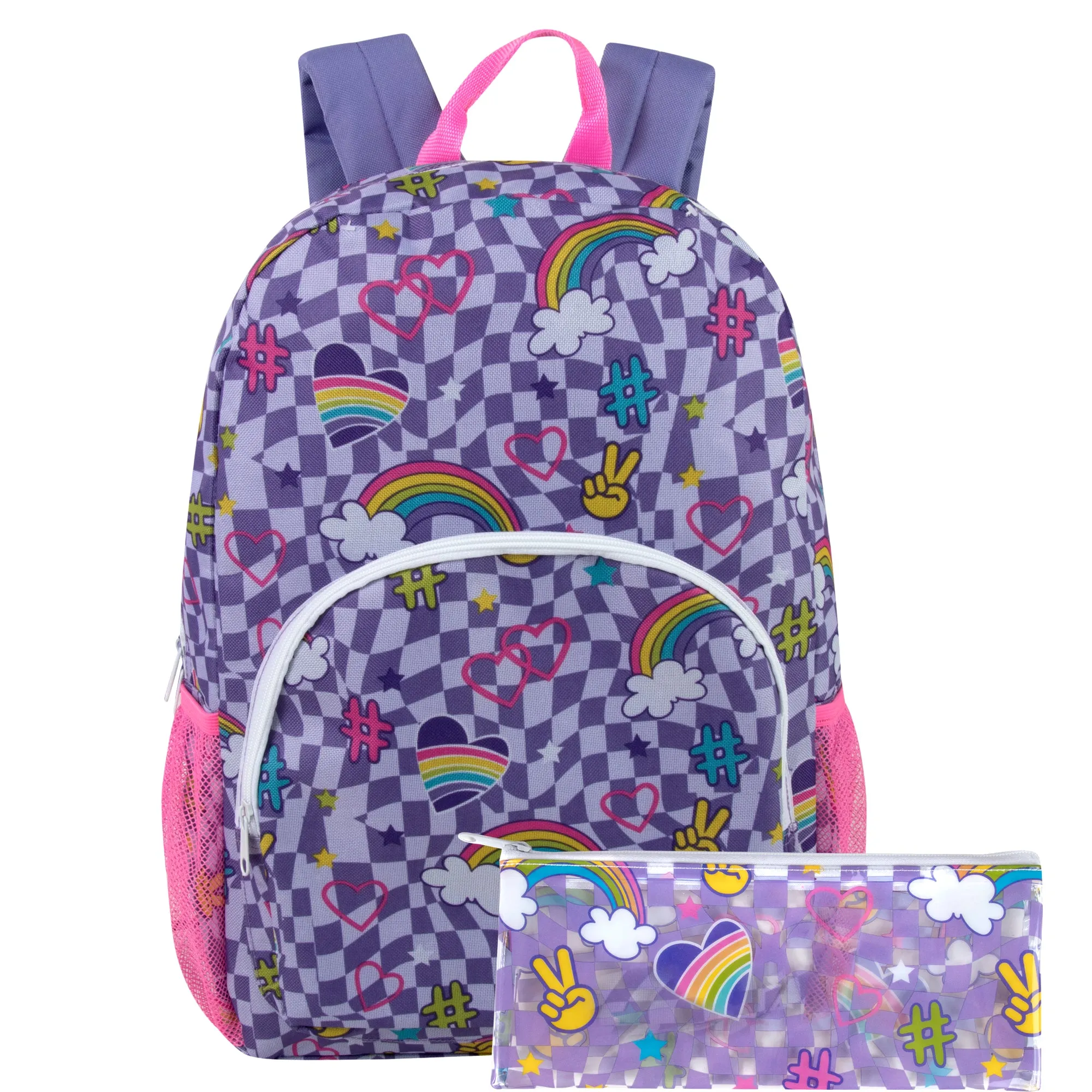 Wholesale 43cm Printed Backpack 20L Capacity with Pencil Case Set - Rainbow Themed